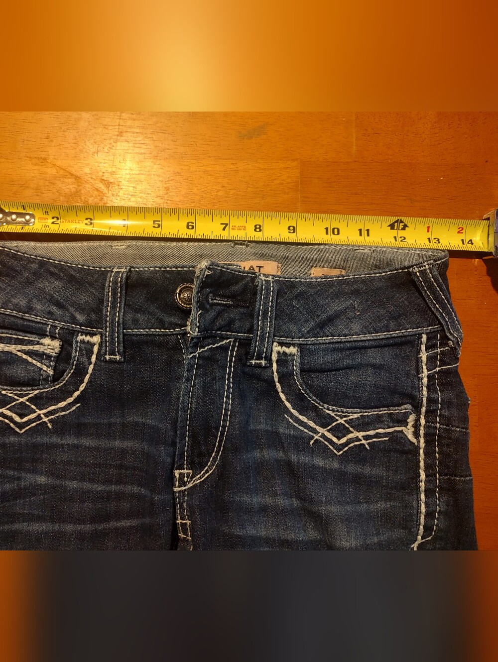 🏵️Ariat Mid Rise Boot Embroidered Dark Wash Jeans 25 Short - Picture 12 of 14